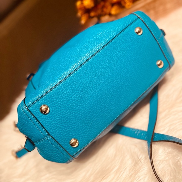 Michael Kors Tristan Blue Pebbled Leather Convertible Satchel - Picture 5 of 15